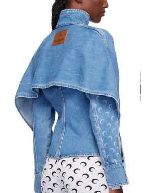 Marine Serre Light Blue Denim Cape-Back Jean Jacket